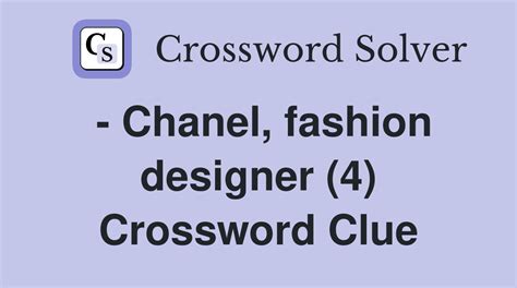 designer chanel crossword clue|designer chanel nyt crossword.